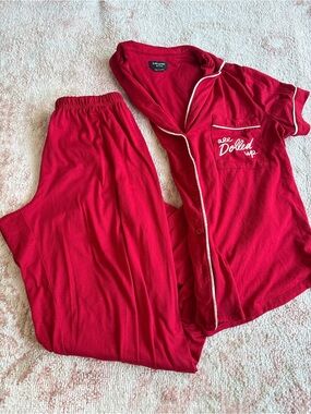 Kate Spade red button up pajama set